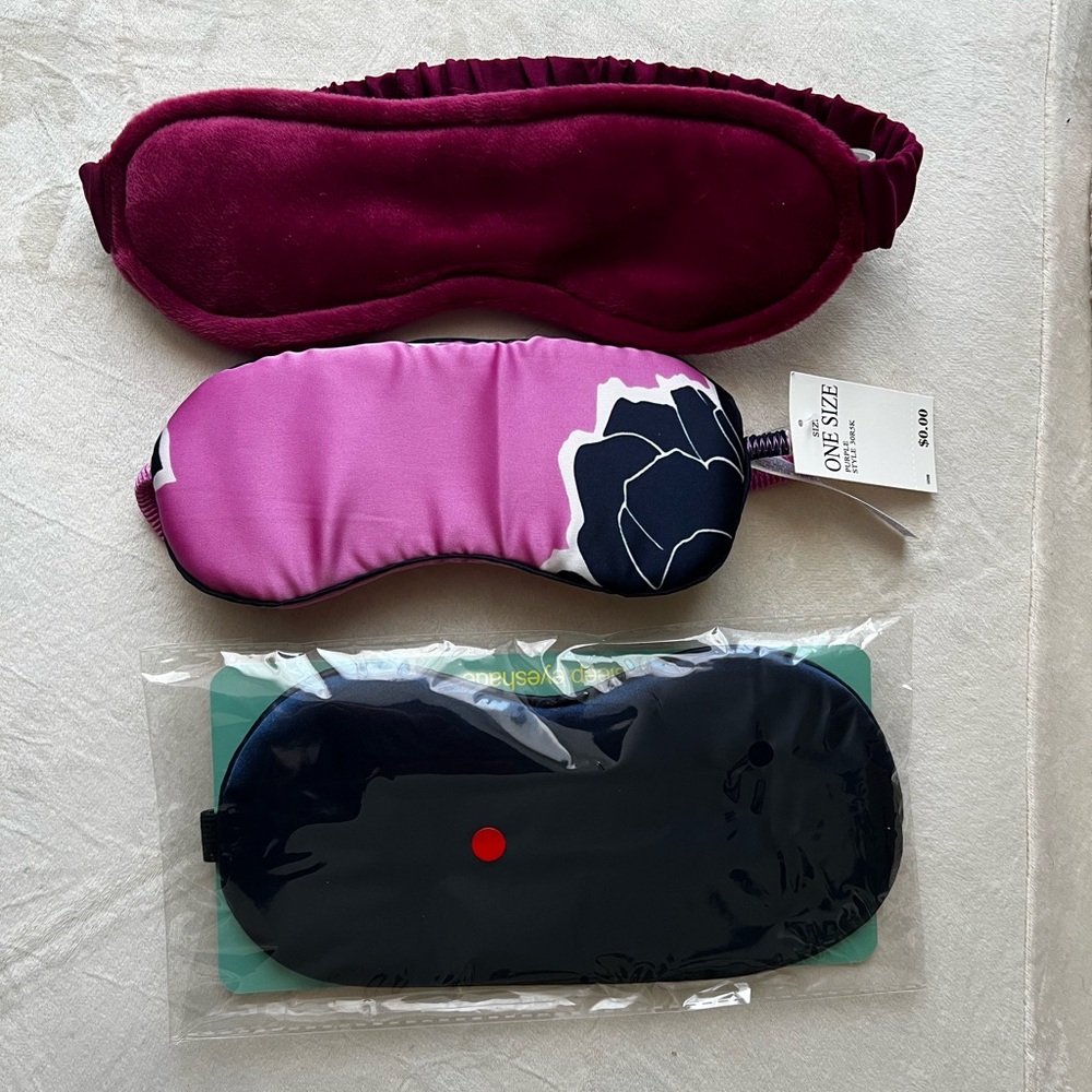 Luxurious Sleep Mask Trio - Burgundy, Floral Pink, and Black